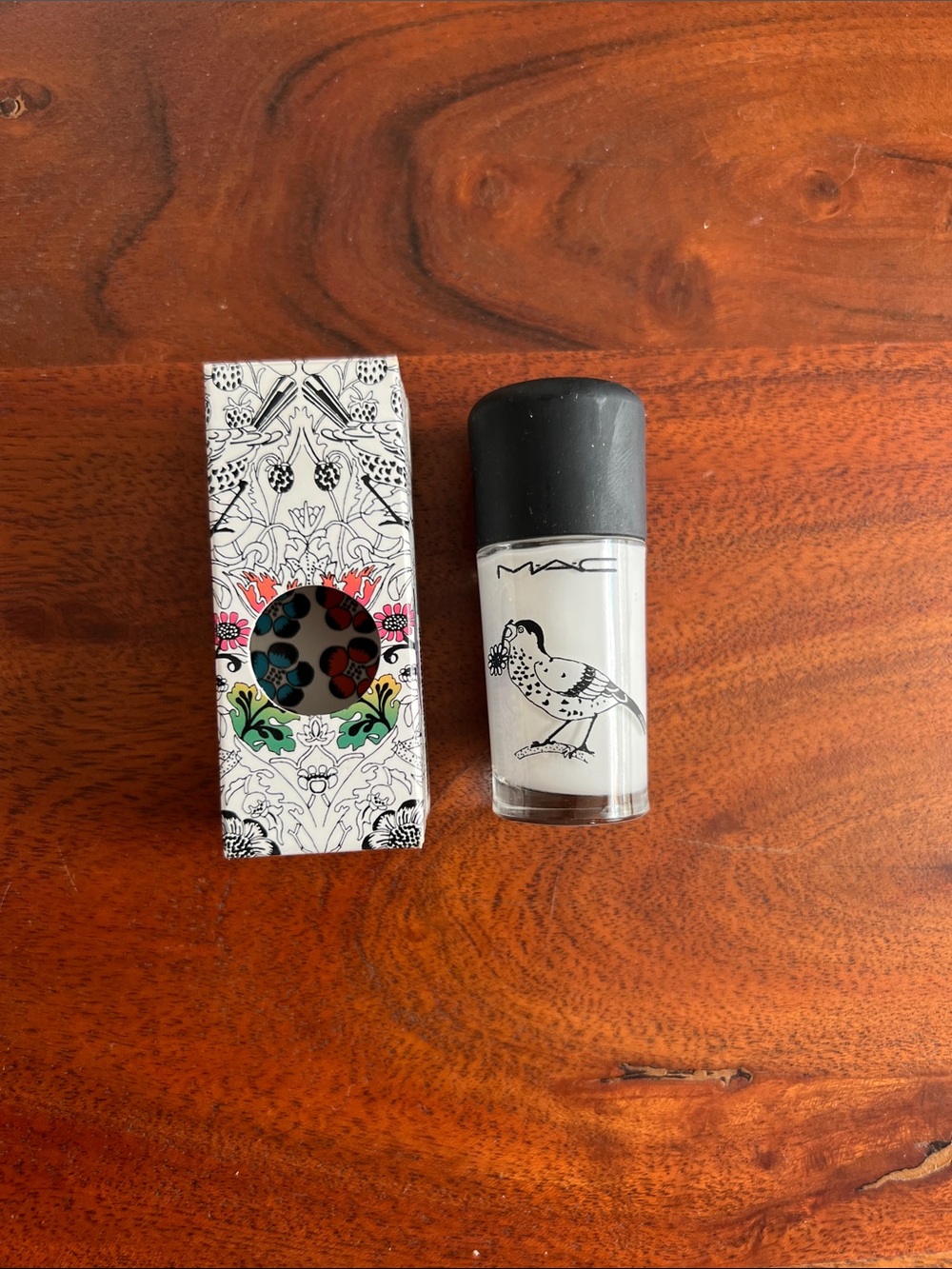 Mac and liberty of London collaboration nail polish in the color Vestral white.